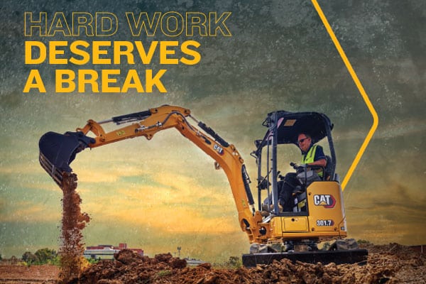 Cat Q1 2025 BCP National Offer Micro Excavator featuring a Cat Micro Excavator 301.7